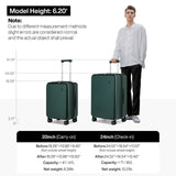 mixi 20 Inch Expandable Carry On Luggage PC Hard Shell Suitcase Top Opening Rolling Travel Suitcases with Spinner Wheels & TSA Lock, Blackish Green