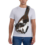 SURERUIM Cow Print Sling Bag Spotted White and Brown Animal Skin Texture Crossbody Backpack Western Farmhouse Cowhide Pattern Chest Shoulder Bag Casual Gym Sports Travel Hiking Daypack for Women Men