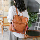 HGWSSY Women's Fashion Backpack Purse for Women Leather Multipurpose Design Ladies Shoulder Bag Travel bag Satchel Handbags Brown