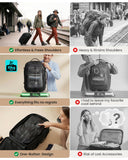 Fanwoli Rolling Vacuum Backpack Travel with One-Button Compression, 55L Expandable, Water Resistant Carry-On Suitcase Luggage, Ideal for Outdoor/Family/Trips