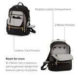 TUMI - Voyageur Celina Backpack - Women's Work and Travel Bag - 16.0" X 10.6" X 6.5" - Holds Up to 16" Laptop - Black & Gold Hardware