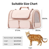FUKUMARU Cat Carrier, 4 Mesh Windows Small Dog Carrier, 4 Storage Pockets Cat Travel Bag, Under 15 lb Airline Approved Pet Carrier, Rollable Cover for Nervous Cats, Pink