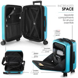 TRAVELARIM 20 Inch Carry On Luggage 22x14x9 Airline Approved, Carry On Suitcase with Wheels, Hard-shell Carry-on Luggage, Durable Luggage Carry-On, Teal Small Suitcase with Cosmetic Case