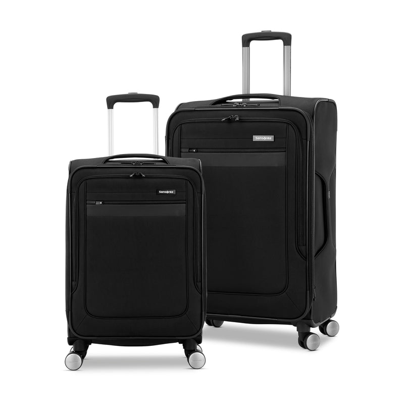 Samsonite Ascella 3.0 Softside Expandable Luggage with Spinners, Black, 2PC SET (Carry-on/Medium)