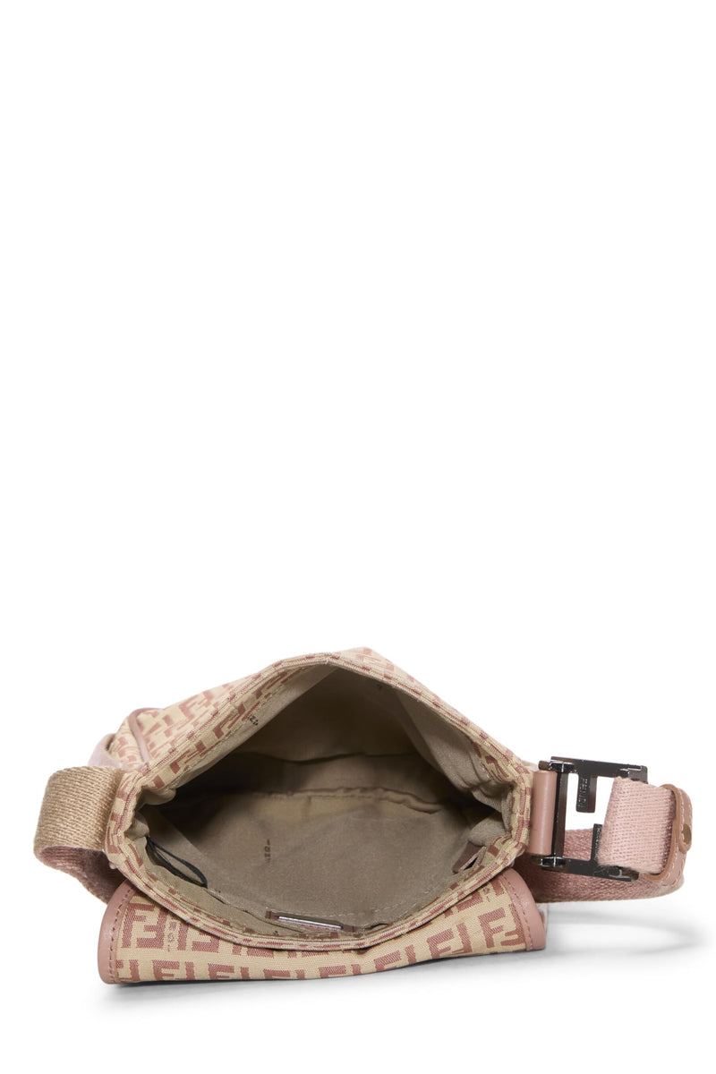 Fendi, Pre-loved Pink Zucchino Canvas Messenger Bag, Pink