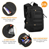 HUNTVP 10L Tactical Backpack Small Backpack Mini Daypack Military MOLLE Rucksack Gear Tactical Assault Pack Bag for Hunting Camping Trekking(10L-Black)