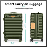 Joyway 20 Inch Carry on Luggage with Front Pocket, PC Hardshell Carry-on Suitcase with USB Port and Cup Holder, 21.5x14.2x9 Airline Approved, Luggage with Spinner Wheels and TSA Lock(Dark Green)