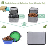 WOLT Dog Travel Bag Dog Bag for Traveling and Supplies with 2 Collapsible Bowls, 2 Food Containers, 1 Place Mat, Grey