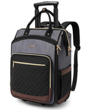 Rolling Backpack for Women, Travel Backpack with Wheels, Vertical Storage Wheeled Laptop Backpack, Underseat Carry on Luggage for College Business Work, Stylish Rolling Laptop Bag, Grey Brown