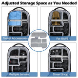 RAINSMORE Camera Bag Professional DSLR SLR Mirrorless Photography Camera Backpack 14 Inch Waterproof Camera Case With Tripod Holder&Laptop Compartment for Canon Nikon Sony for Photographers Black