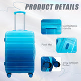 Merax Luggage Set 3 Piece, PC+ABS Hardshell Suitcases with Spinner Wheels and TSA Lock, Lightweight Durable, Gradient Blue, 20/24/28 Inch