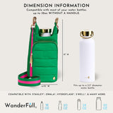 WanderFull® Original HydroBag®, Fits Up to 32 oz Water Bottle Holder with Strap, Hands-Free Crossbody, Water Bottle Carrier Bag with Phone Pocket - Kelly Green Matte w/Striped Strap