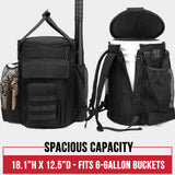 Baseball Bucket Bag Backpack, Coaches Bucket Bag Fit 6 Gallon Buket, Baseball Coaching Accessories with Multiple Pockets, Tactical Style Softball Coaches Bags with Backpack Straps Bucket not included