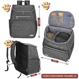 BAGLHER 丨Dog Travel Bag Backpack, Airline Approved Pet Supplies Backpack, Dog Travel Backpack with 2 Silicone Collapsible Bowls and 2 Food Baskets Grey