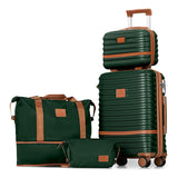 Joyway Carry On Luggage 20 Inch Expandable Suitcase with Spinner Wheel, 4 Piece Hard Shell Luggage Set with TSA Lock(Green brown)
