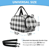 Quteprint Kids Sports Duffel Bag for Boys & Girls - Black White Buffalo Plaid 100% Polyester Gym Bag with Separate Shoe Compartment, Adjustable Shoulder Strap, Compact Travel & Workout Gear Bag