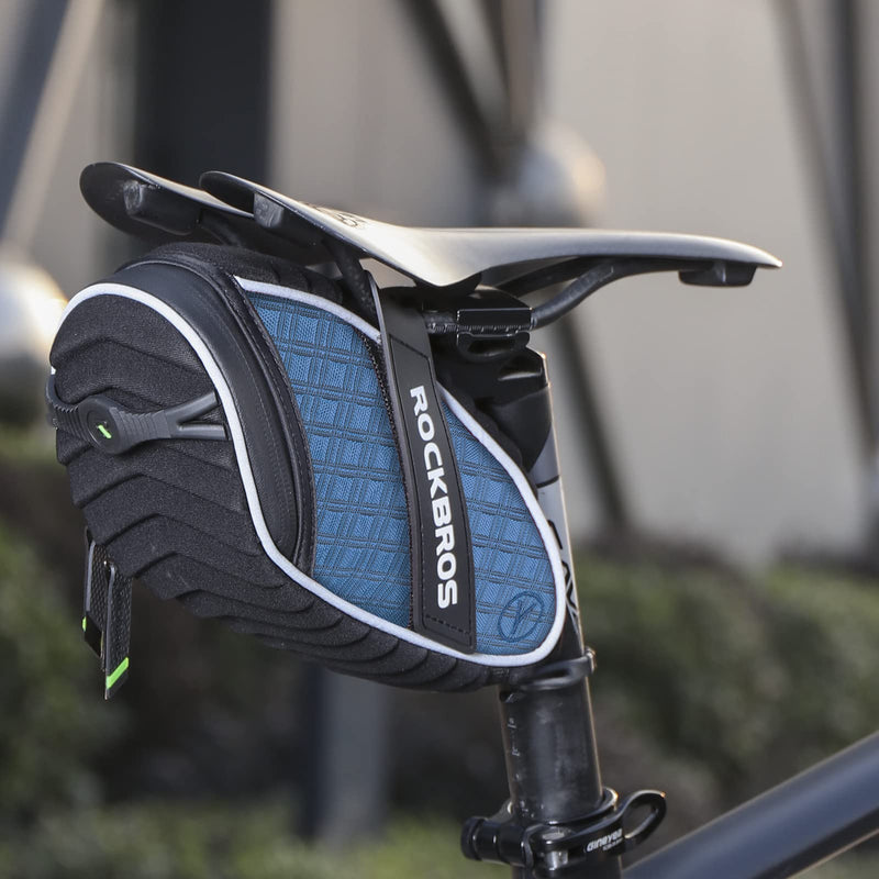 ROCKBROS Bike Saddle Bag Bicycle Seat Bag 3D Shell Saddle Bag Under Seat Cycling Seat Pack for Mountain Road Bike Bicycle Blue