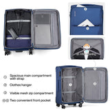 Hanke 3 Piece Luggage Sets Softside Expandable Carry On Luggage Set Travel Suitcase Sets with Spinner Wheels TSA Approved Luggage(Blue, 20in/24in/28in)