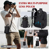 SDYSM Camera Backpack, Hardshell DSLR/SLR Camera Bag with Lens Pouch & 15.6" Laptop Compartment Waterproof Camera Case with Rain Cover Photography Backpack Compatible for Canon/Nikon/Sony/Drone Black