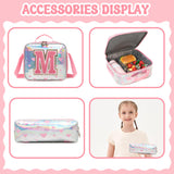 Meetbelify Backpack for Girls Backpacks with Lunch Box Pencil Case for Elementary Student Kids School Travel Bag for Girls Ages 6-8 Years Old Pink M