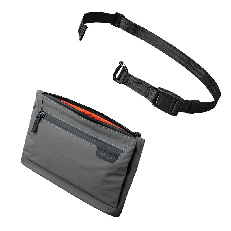 ALPAKA Zip Pouch Max V2 and Mini Pro Strap - Replacement Crossbody Shoulder Bag Strap,Maglockz Magnetic Quick-Release Buckle - Adjustable & Detachable;Grey Axoflux 210D