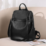 BROMEN Backpack Purse for Women Leather Anti Theft Travel Fashion Shoulder Bag Black