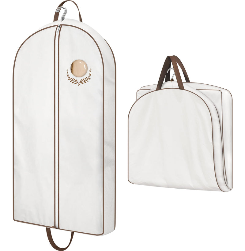 MISSLO 40" Cotton Garment Bags for Hanging Clothes Breathable Suit Cover Luxury Hanging Clothes Storage Foldable Coat Covers for Closet & Travel for Jacket, Shirt, Dress