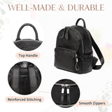 VASCHY Women's Backpack, Mini Backpack PU Leather Waterproof Fashion Small Casual Backpack Travel Backpack, Black, Small, Backpacks
