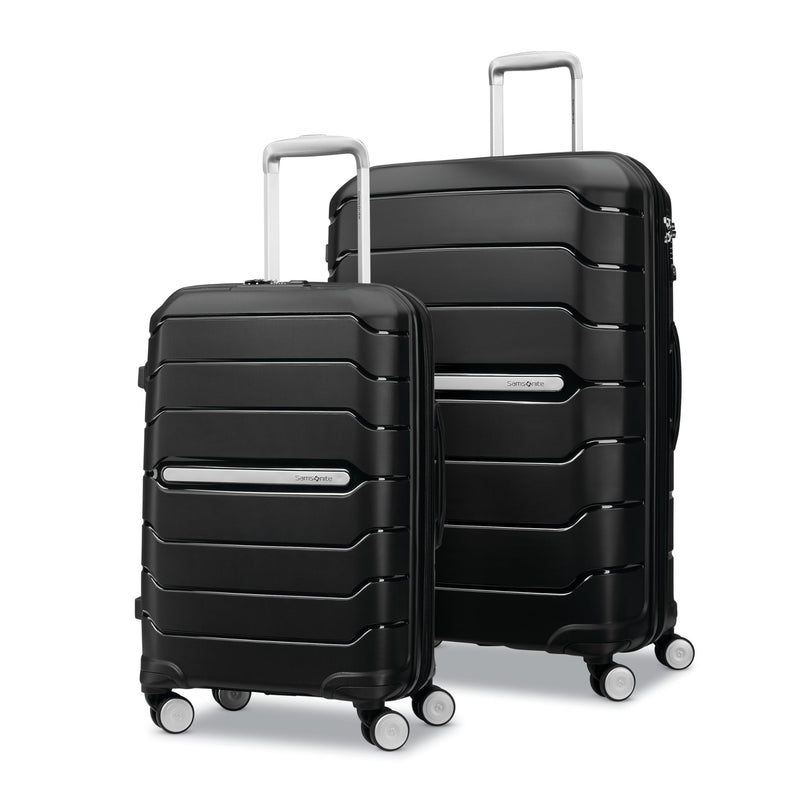 Samsonite Freeform 2-Piece Luggage Set - Carry-On & Large Checked Luggage with Dual Spinner Wheels - Durable Polypropylene Hardshell - TSA Lock, Airline-Approved - Expandable Hard Shell – Black