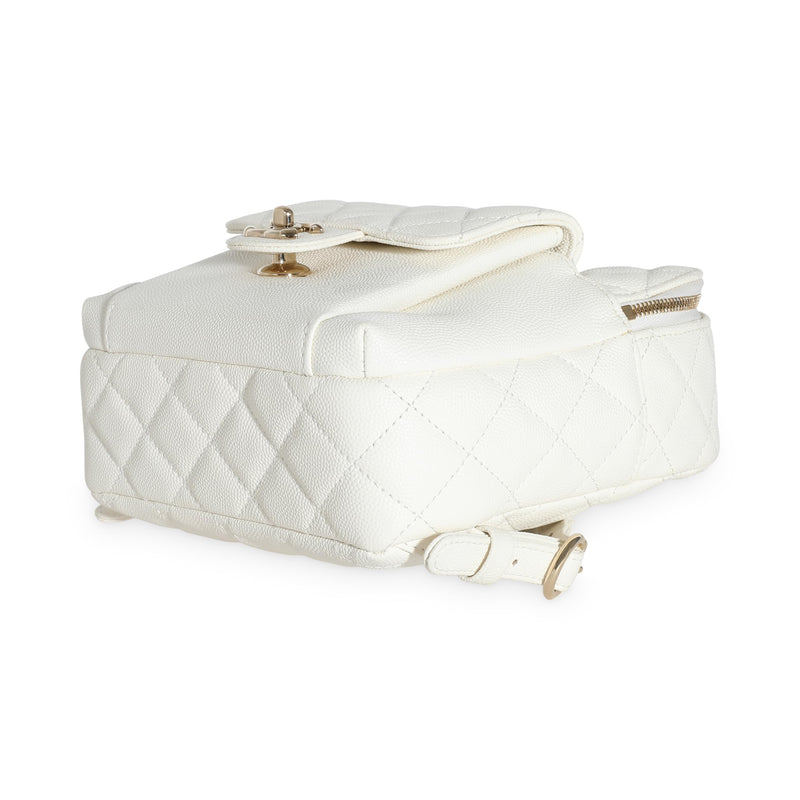 Chanel, Pre-Loved White Quilted Caviar Small CC Day Backpack Handbag, White