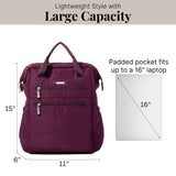 Baggallini City Scape Backpack - 15"x11" Lightweight Work Travel Bag w/Luggage Sleeve & RFID