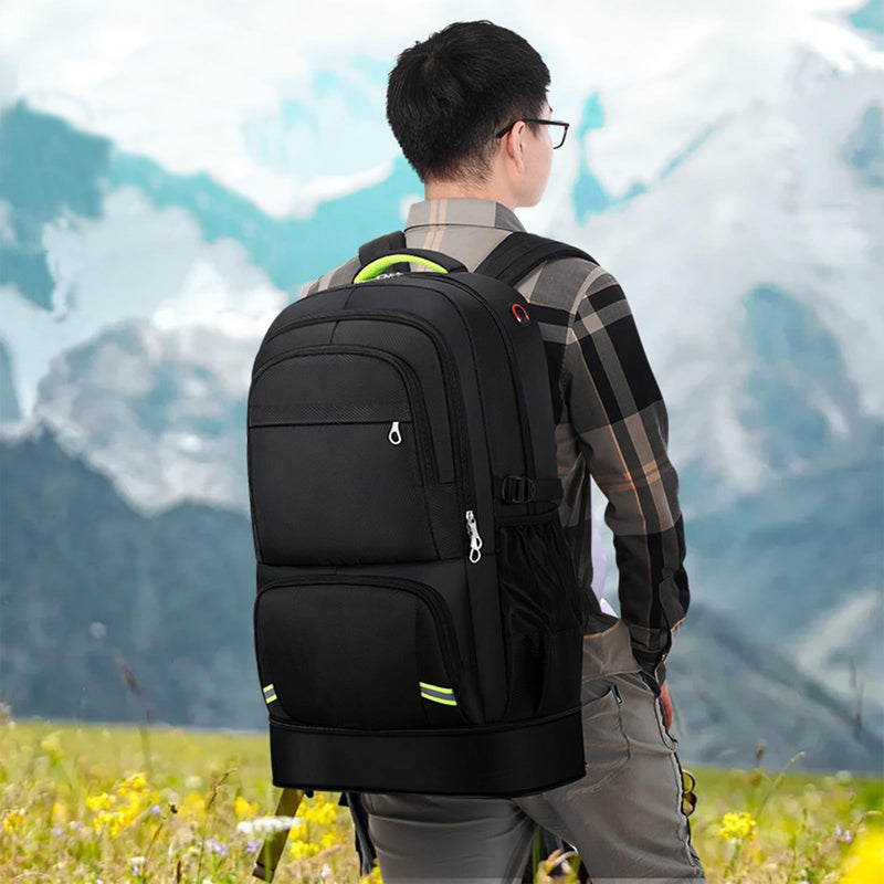 Nayubo 65L Hiking Backpack for Men Waterproof Expandable Travel Backpack Carry On Backpack Casual Daypack Large Rucksack for Camping Outdoor Sports Trekking (Black)