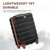 Suitour 4 Piece Luggage Sets, Hard Shell Suitcase Set with Spinner Wheels 16 20 24 28inch Travel Sets(Black Tan)