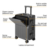 AIWEINY Zipperless Luggage, 22x14x9 Aviation Certified, Polycarbonate Aluminum Hardshell, Expandable Carry-On Luggage with Spinner Wheels, Hardshell Luggage, 20 Inch Cabin