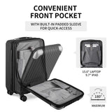 LEVEL8 Grace Expandable 20" Carry-On Luggage with 4 PC Organizer Packing Cubes - Black, Carry-On 20-Inch