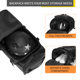 YOUMIAN Duffel Bag with Shoe Compartment Travel Backpack Men and Women Waterproof for Gym Motorcycle Helmet (Black)