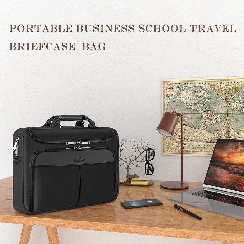 Enkinil 17 inch Waterproof Protective Laptop Messenger Briefcase with Adjustable Shoulder Strap, Men Women Travel/Business Bag Compatible with HP ZBook,ThinkPad,DELL Inspiron