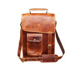 13" leather messenger bag laptop case office briefcase gift for men computer distressed shoulder bag