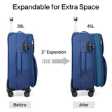Hanke 3 Piece Luggage Sets Softside Expandable Carry On Luggage Set Travel Suitcase Sets with Spinner Wheels TSA Approved Luggage(Blue, 20in/24in/28in)