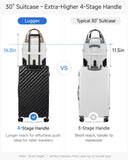 LUGGEX Trunk Luggage,KVT Expandable PC Hard Shell Large Checked 30 Inch Suitcase with Shock - Absorbing Wheels & TSA Lock(EX-Pro,Black,30 inch,115L - 125L)