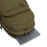 Vera Bradley Women's Cotton Campus Backpack, Climbing Ivy Green - Recycled Cotton, One Size