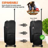 Verdi Softside Expandable Carry-On Luggage with Spinner Wheel USB Port Lightweight (Black, 20-Inch Carry-On)