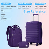 LARVENDER Luggage Sets 3 Piece, Hardside PP Carry On Suitcase with 360° Spinner Wheels TSA Lock Luggage Sets for Women, Grape Purple