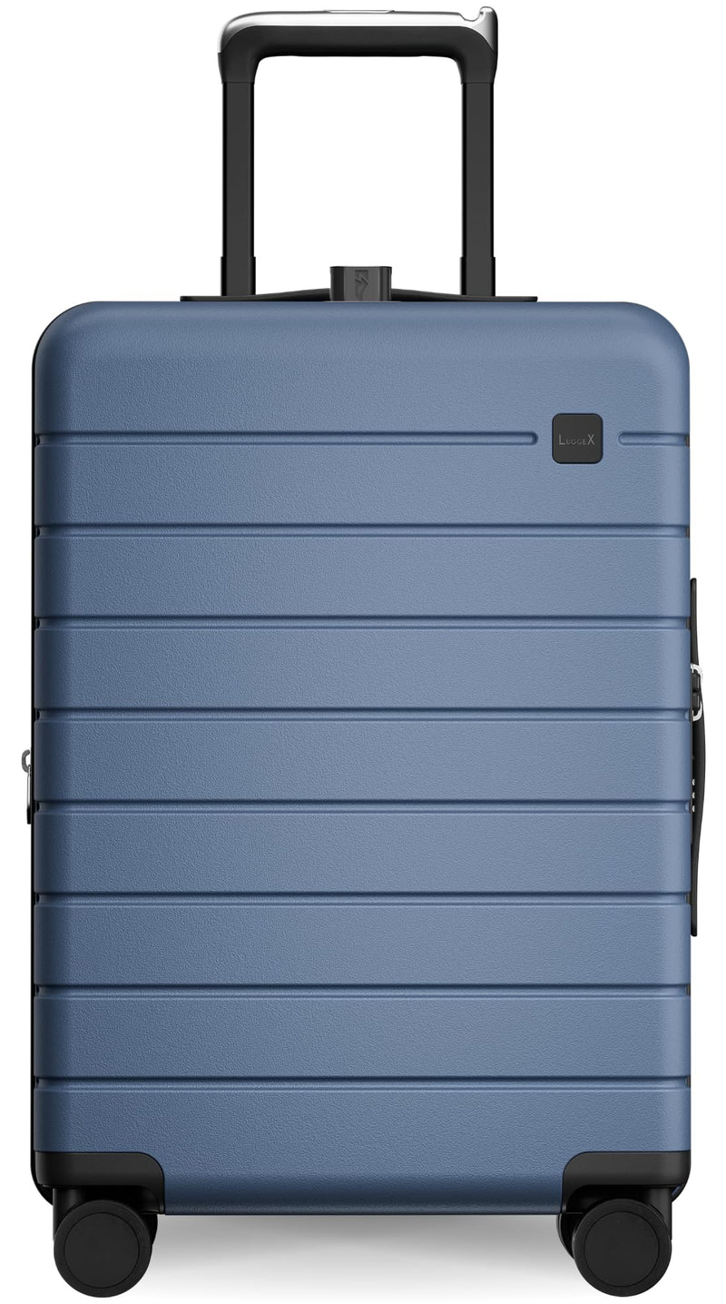 LUGGEX Carry On Luggage with Spinner Wheels - 20 inch Expandable Hard Shell Suitcases - Accelerate Access with DiHook, Handy Pouch, Blue