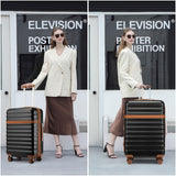 Kono Expandable 28 Inch Large Checked Luggage: ABS+PC Hardside Trolley Travel Case - Hard Shell Suitcase with TSA Lock, Black Brown