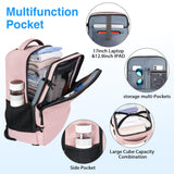 Taygeer Rolling Backpack for women, 17 inch Travel Laptop Backpack with Wheels & Shoe Pouch, Large Wheeled Back Pack Carry on Luggage, Overnight College Work Suitcase Bag Roller Mochila Adult, Pink
