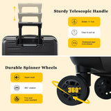 CENSIEN 16 Inch Underseat Carry On Luggage Airline Approved, Expandable Lightweight ABS+PC Hard Shell Suitcases with 360° Spinner Wheels, TSA Lock, YKK Zipper, for Business Weekender (Black, 1 PC)