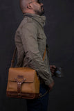Full Grain Leather Messenger Bag Handmade Vintage Unisex Cross Body Motorcycle Mount Small Saddlebag | With Adjustable Shoulder Strap