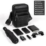 Ariscobull Leather Messenger Bag for Men, Small Leather Sling Shoulder Bag Messenger Pack for Men, Man Purse (Medium Black)
