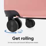 OLIXIS 24 Inch Luggage, Hardside Suitcase with Spinner Wheels, Lightweight ABS Hard Shell Checked Luggage, TSA Approved Lock, Expandable Medium Suitcase for Travel & Business–Pink